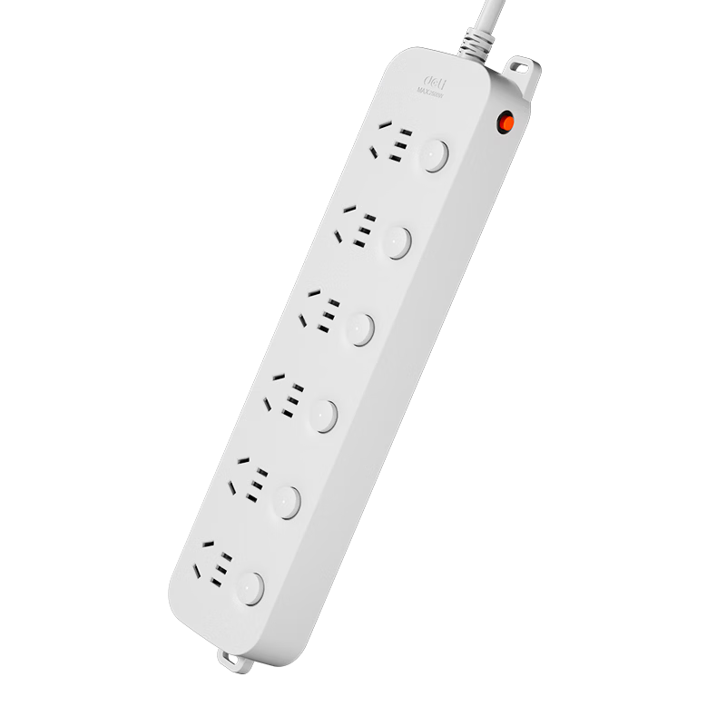 Deli Ya Bai Series National Standard Safe Power Strip/Extension Cord/Surge Protector with Individual Switches, Protective Cover, 6 Outlets, 1.8 Meters, 33943(1.8)