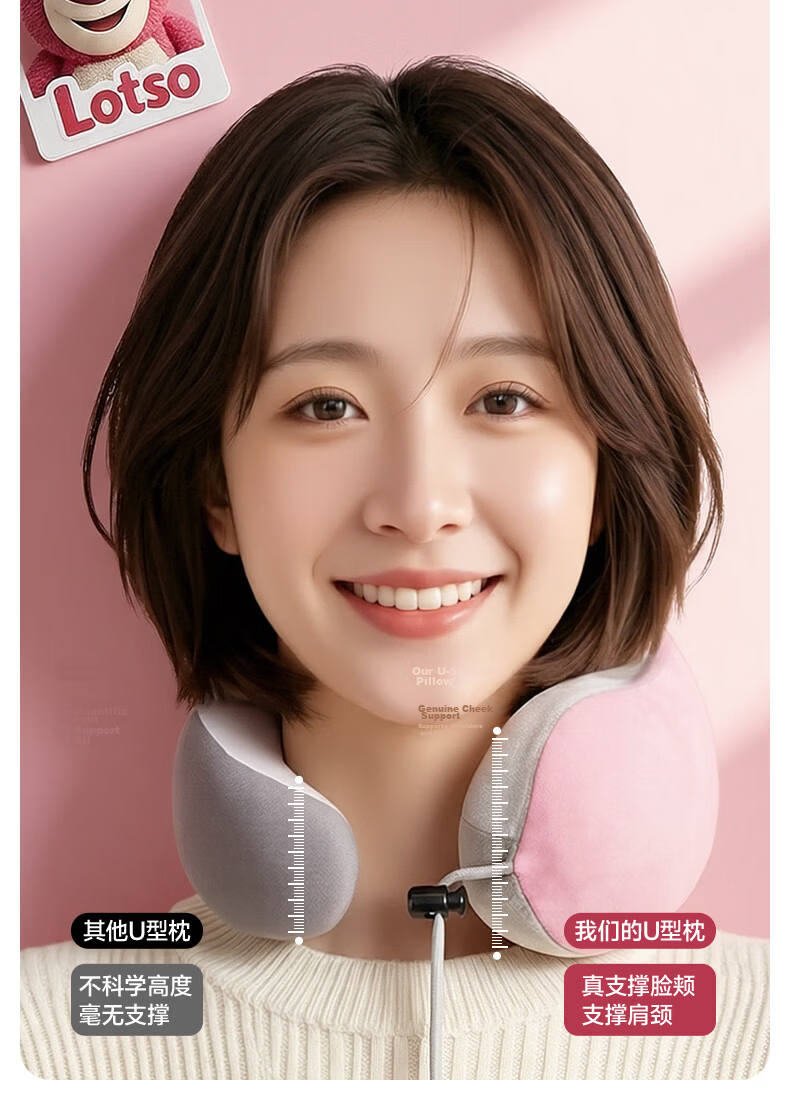 Disney Strawberry Bear U-Shaped Neck Massage Pillow Cervical Massager Shoulder Neck Massager Birthday Gift for Girlfriend Woman Wife Graduation Gift 3