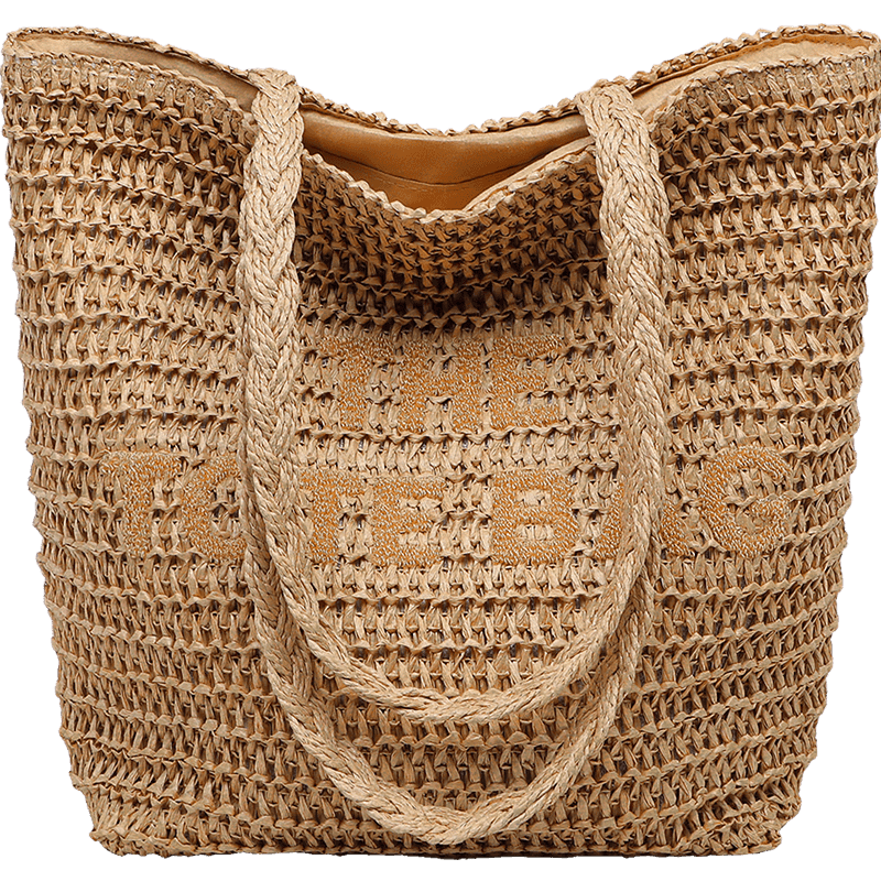 Love Sea Woven Bag Women's Straw Beach Large Capacity Tote Fashion Birthday Gift Premium Feel for Girlfriend Wife