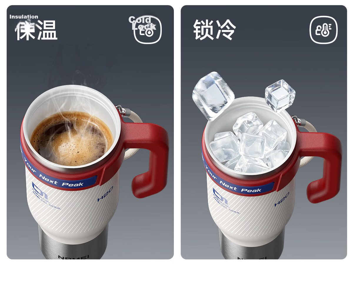 NRMEi Ice King Thermal Insulated Large Capacity Water Bottle Men's Giant Ceramic Liner Car Straw Cup 8