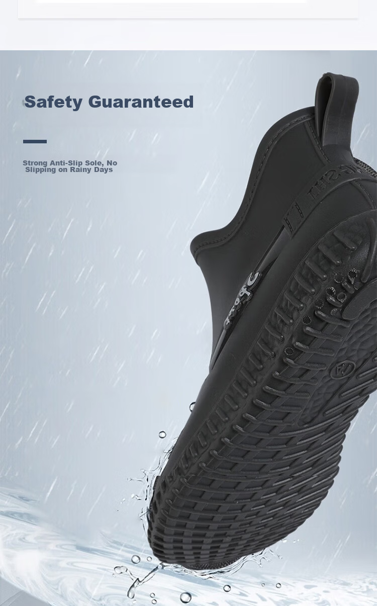 Beifute Men's Short Waterproof Non-Slip Rain Shoes Thickened Durable Work Water Shoes Fishing Car Wash Labor Rain Boots Black 6