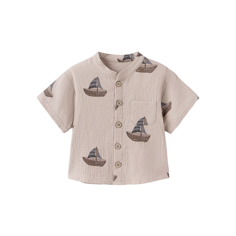 Babylove Clearance Baby Shirt Summer Pure Cotton Gauze Short Sleeve Cardigan Breathable T-Shirt Children's Summer Top