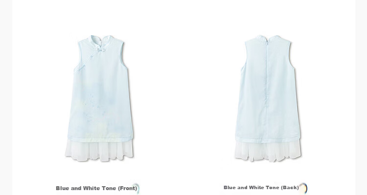Balabala Girls Dress Children's Dress 2026 Summer New Baby New Chinese Style Qipao Dress Spliced Mesh Sweet 13