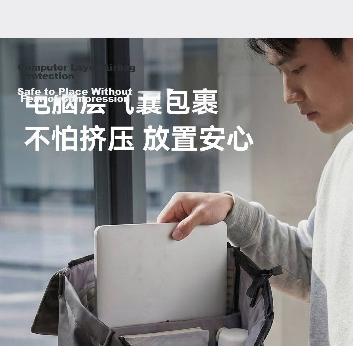 JINSHIWQ 16-inch Laptop Backpack Men City Commuter Lightweight Travel Bag Women Business Briefcase Flap School Bag 6