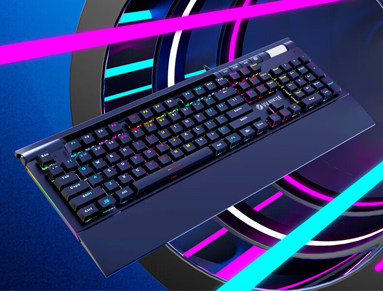 Western Hunter V100S Mechanical Keyboard 104-Key Full Anti-Ghosting Gaming Custom Wired Keyboard with Macro Programming and Wrist Rest 19