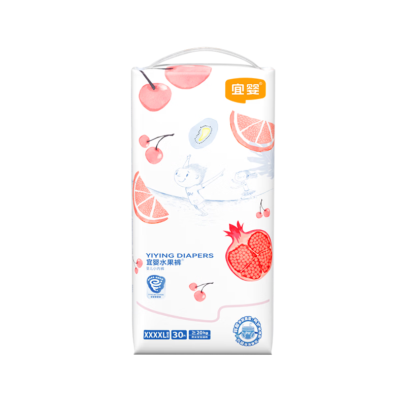 Yiying Weak Acid Fruit Pull-Up Diapers, Summer Ultra-Thin Breathable, Size 4XL, 30 Pieces [No Melamine Detected]