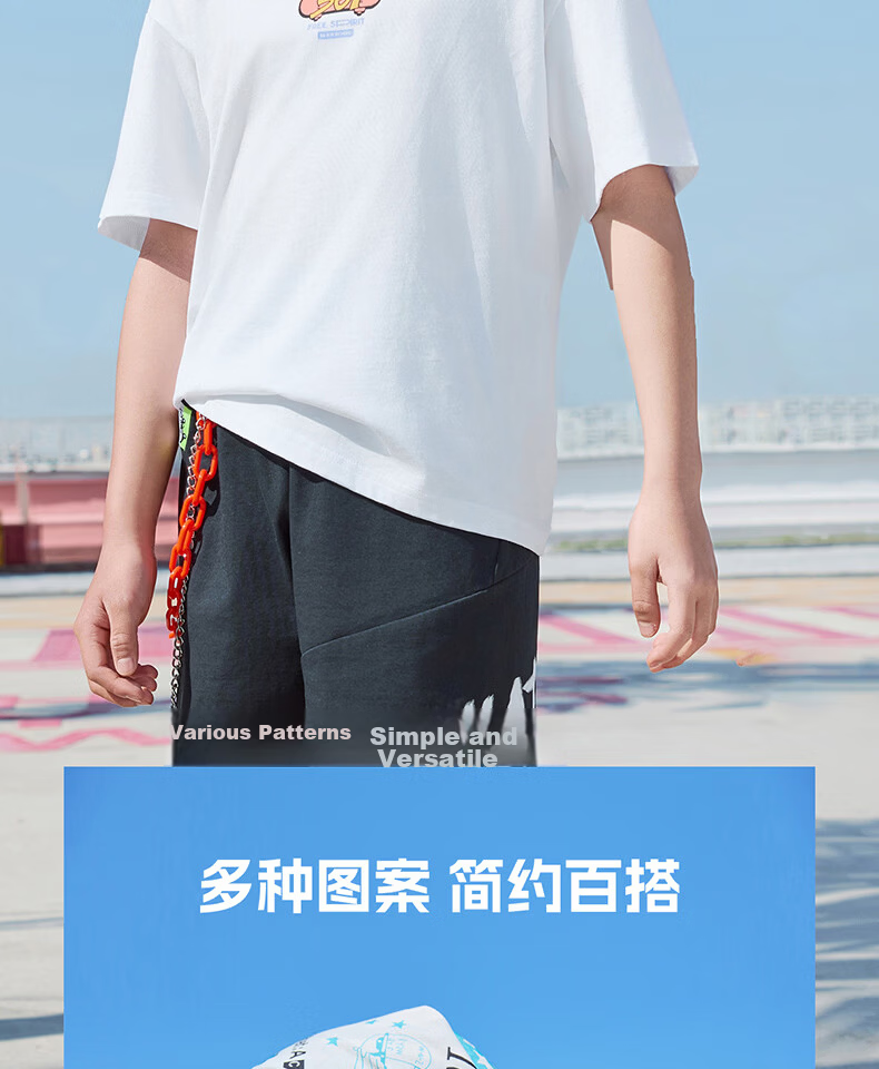 361° Kids Short Sleeve 2026 Summer Boys and Girls Breathable Pure Cotton Skin-Friendly T-Shirt Blue 160 11