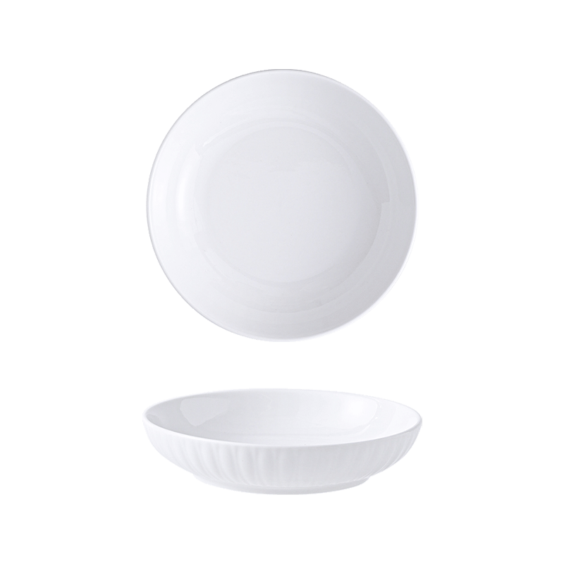 Huaqingge High-Quality White Porcelain Plates, Underglaze Color Embossed Simple Elegant Flower Petals Design, 7 Inches, Set of 2, Suitable for Microwave And Dishwasher