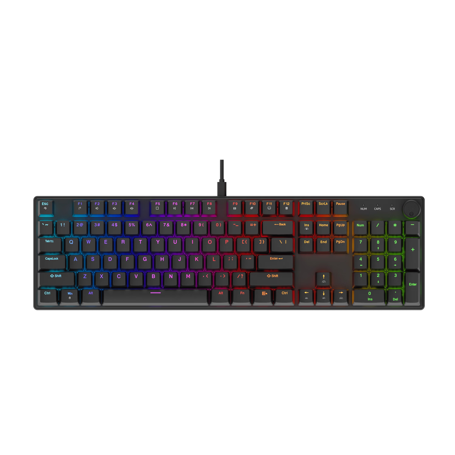 Aigo D108 Wired Mechanical Keyboard Blue Switch Backlit Full-Key Anti-Ghosting Software Customizable Multifunctional Knob Gaming Office Keyboard Black Rainbow Light