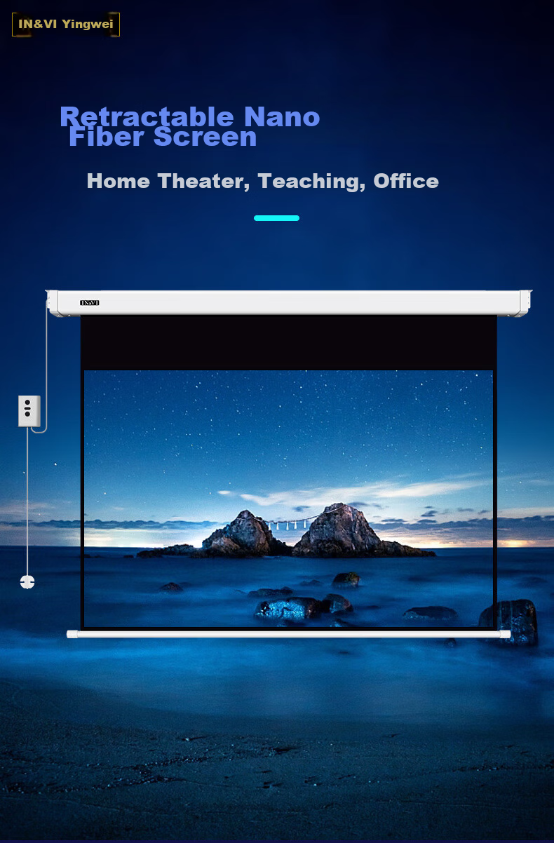 IN&VI Electric Screen DF Nano Fiber 72-inch 16:9 Home Projector Screen Office Projector Screen HD Projection Cloth Compatible with JmGO XGIMI Dangbei Projectors 1