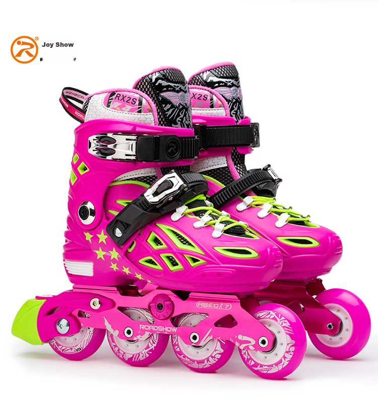 ROADSHOW Kids Roller Skates Locking Wheels Complete Set Boys Girls Beginner Ice Skates Inline Skates RX2S Pink Purple L 12