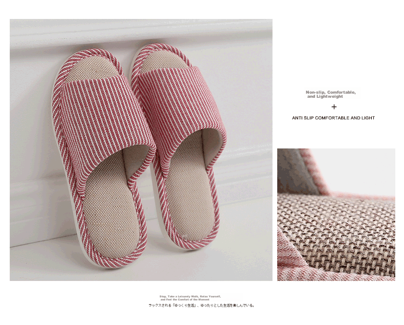 XGGC Japanese Style Linen Slippers for Men Summer Home Cotton Linen Floor Couple Indoor Non-Slip Soft Sole Beige Size 42-43 11