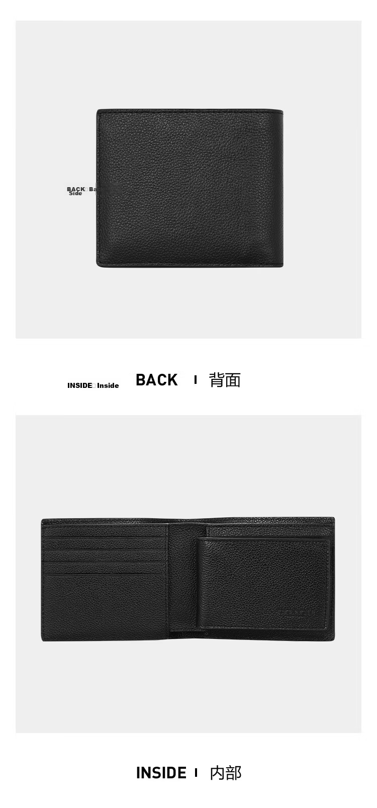 COACH Men's Short Folding Leather Wallet Card Holder Black CR911 Gift 4
