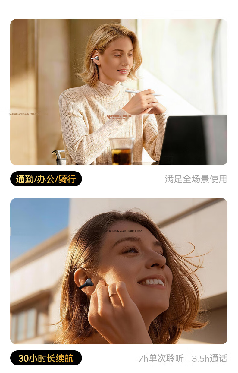 MOMAX Smart Halo Clip-On Wireless Open-Ear AI Translation Noise-Cancelling Sports Earphones Long Battery Life for Apple Huawei Xiaomi 13