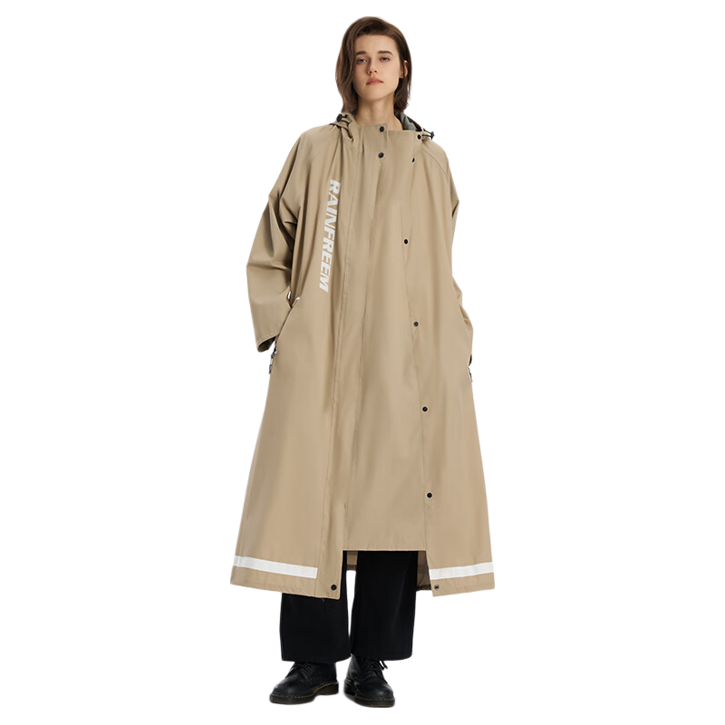 Qinfeimanyuyi Electric Scooter Raincoat, Long Full-Body Rainwear for Riders, Storm Protection, Khaki Color, Size 3XL