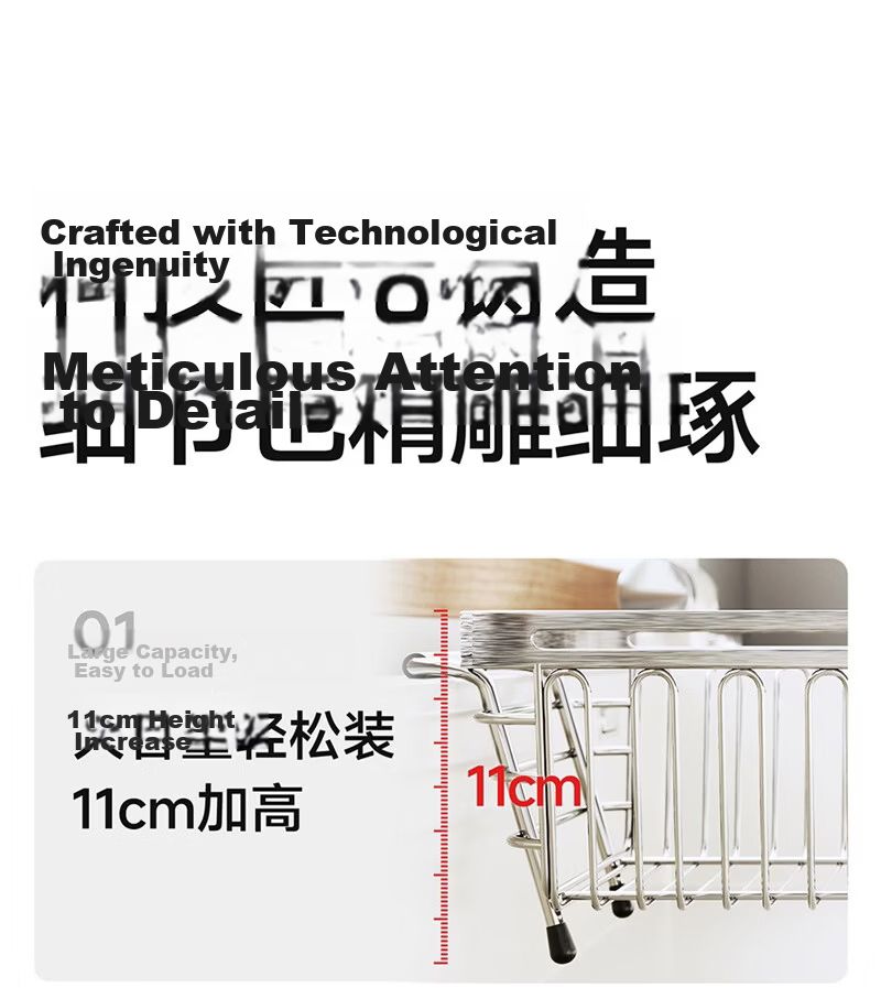 Submarine 304 Stainless Steel Kitchen Draining Rack Food Grade Sink Basket Dish Rack Telescopic Storage Rack 23