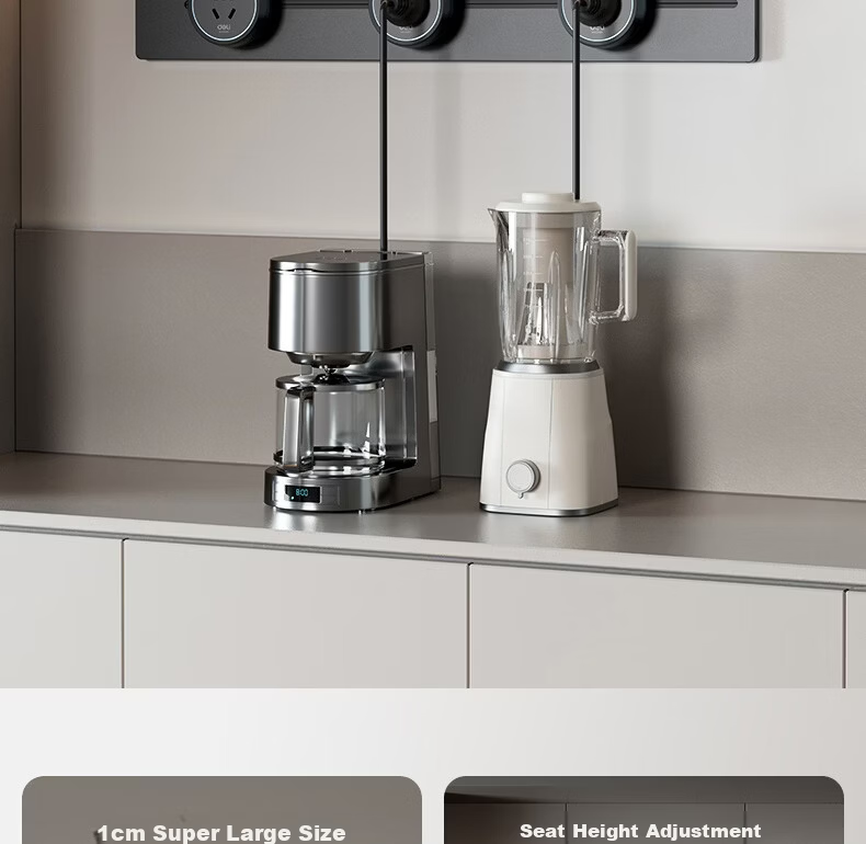 Deli Track Socket Movable Power Strip Rail Type Guide Rail Socket Sideboard Switch Socket Panel Slim 50cm + 3 Five-Hole Outlets Dusk Gray LU6105 2