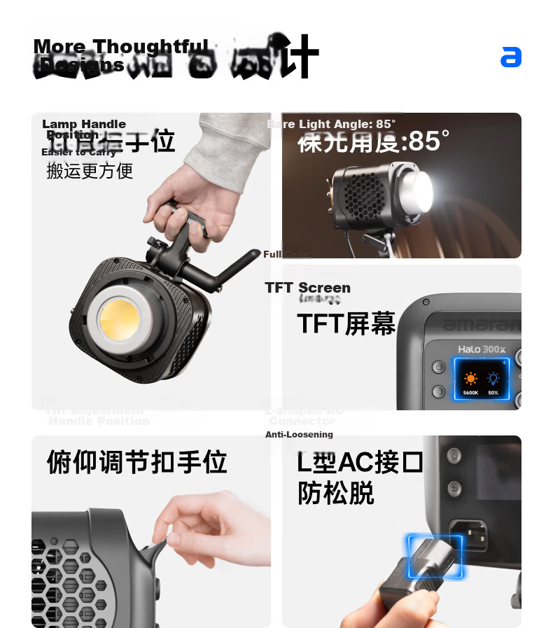 Aputure Amaran Halo 300x 300W Live Streaming Fill Light Adjustable Color Temperature Video Photography Continuous Lighting Lamp 22
