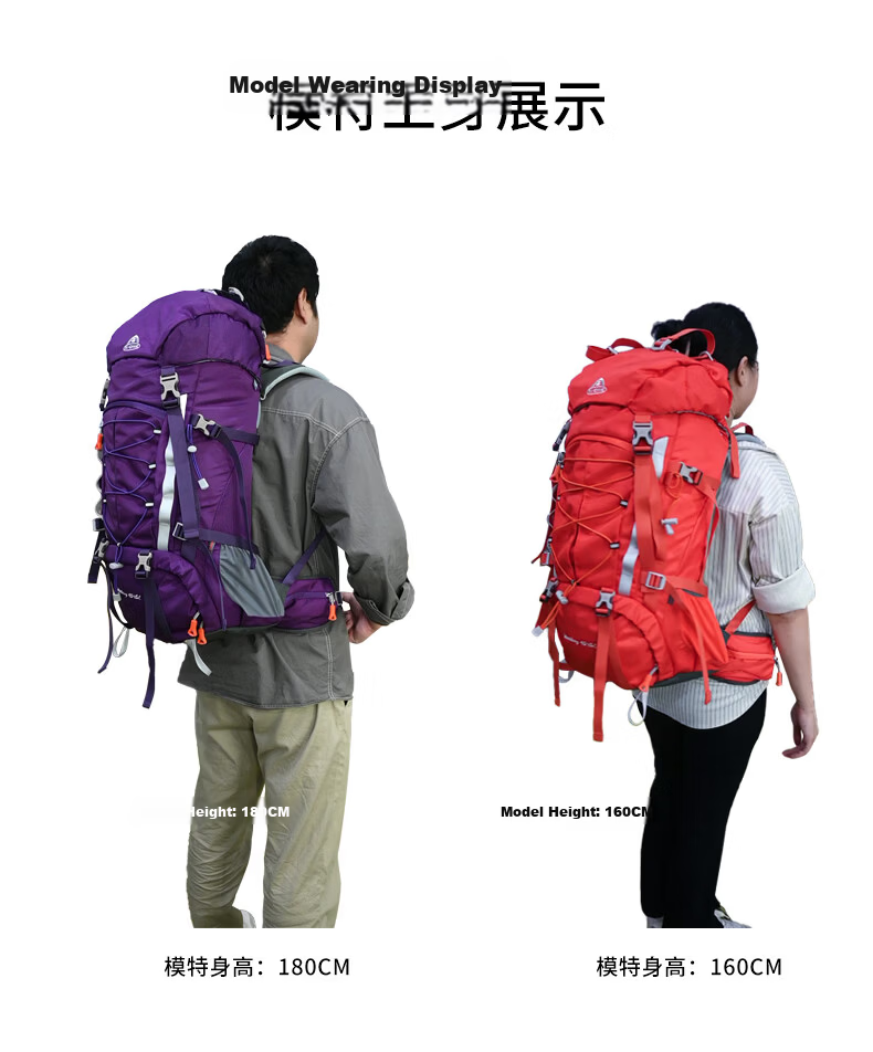 AiWang Women's Oxford Cloth Hiking Backpack Men's Outdoor Suspension Load Heavy Duty Large Capacity Travel 45+5L Gray 12