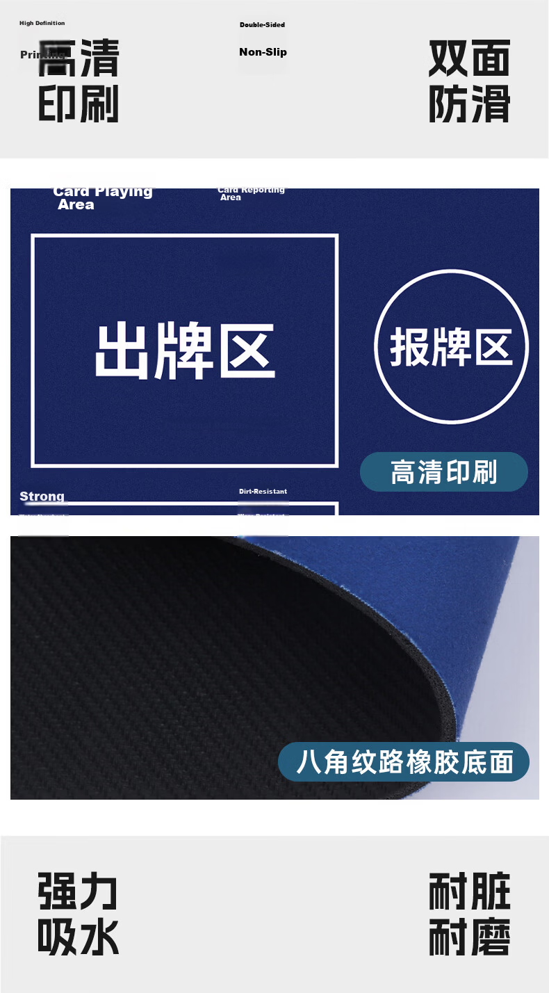 Cat Box High-End Custom Guandan Tablecloth Silicone Thickened Soundproof Non-Slip Mahjong Table Mat Blue 5