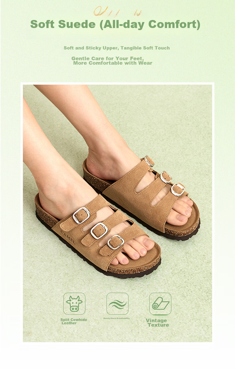 CAMEL Birkenstock Style Women's Casual Thick Sole Platform Sandals L26M700065 Brown Size 38 7