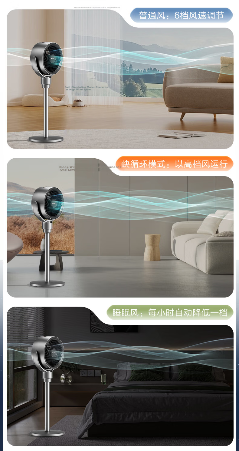 GREE DC Inverter Air Circulation Fan with Antibacterial and Antiviral Filter, Dual-use Table and Floor Fan, High Airflow, Remote Control, Timer Exhaust Fan 17