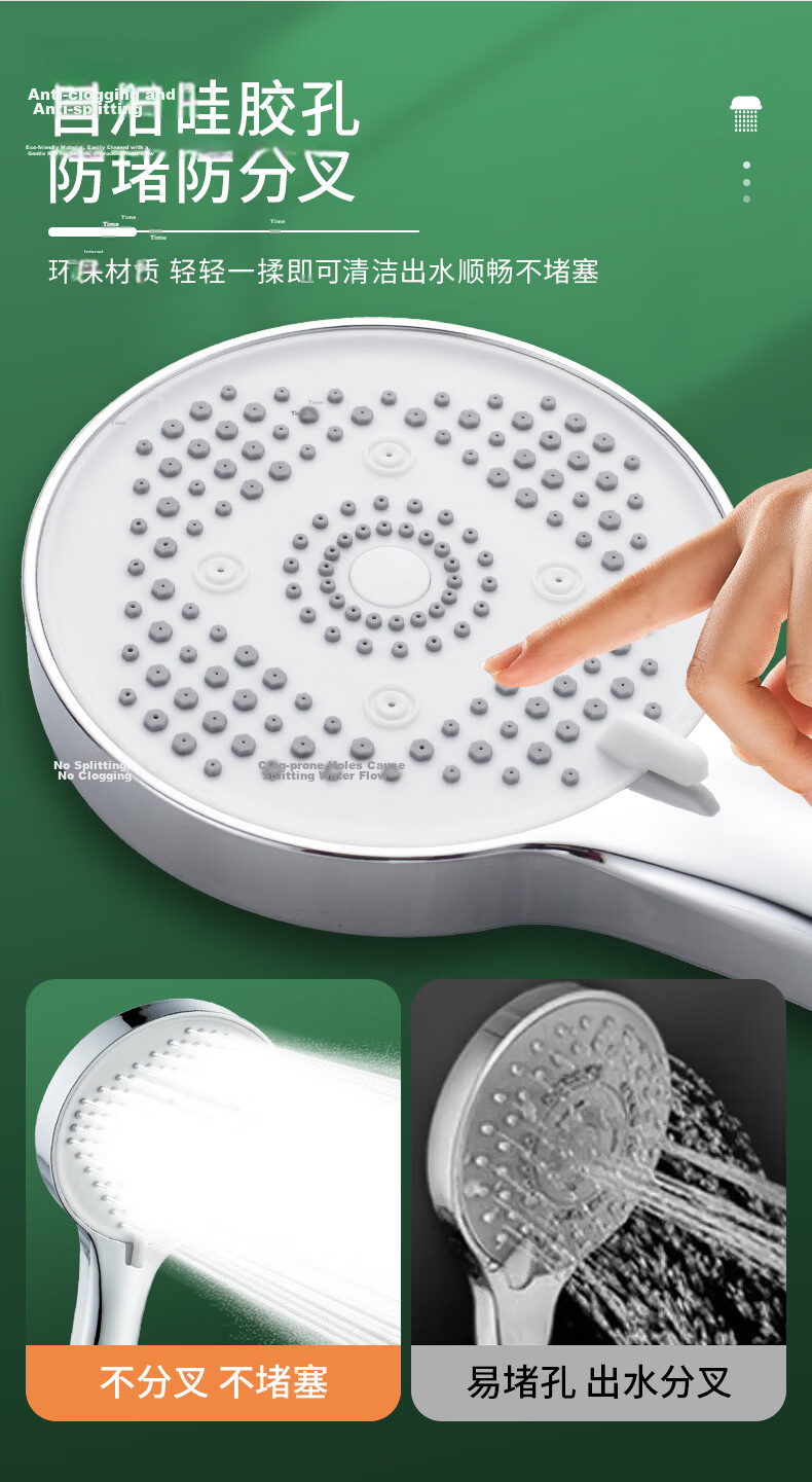 BSITN High-Pressure Handheld Shower Head Single-Head Bathroom Shower Sprayer BH036 10