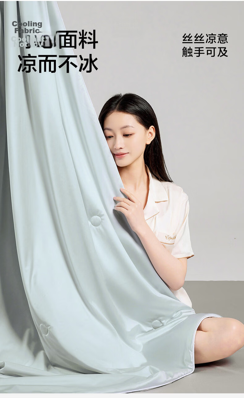 Wuyinliangpin Class A Cooling Ice Silk Summer Quilt, Deep Sleep Temperature Control Thin Quilt, Machine Washable Air Conditioning Comforter, 150*200cm 4