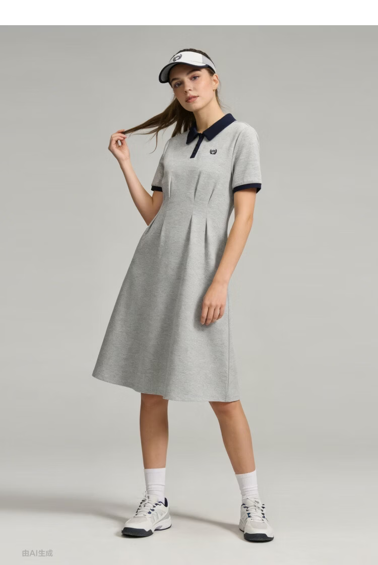 GAP Women's Classic Embroidered Logo Waist-Drawstring Color-Block Collar Short Sleeve Dress 765627 14