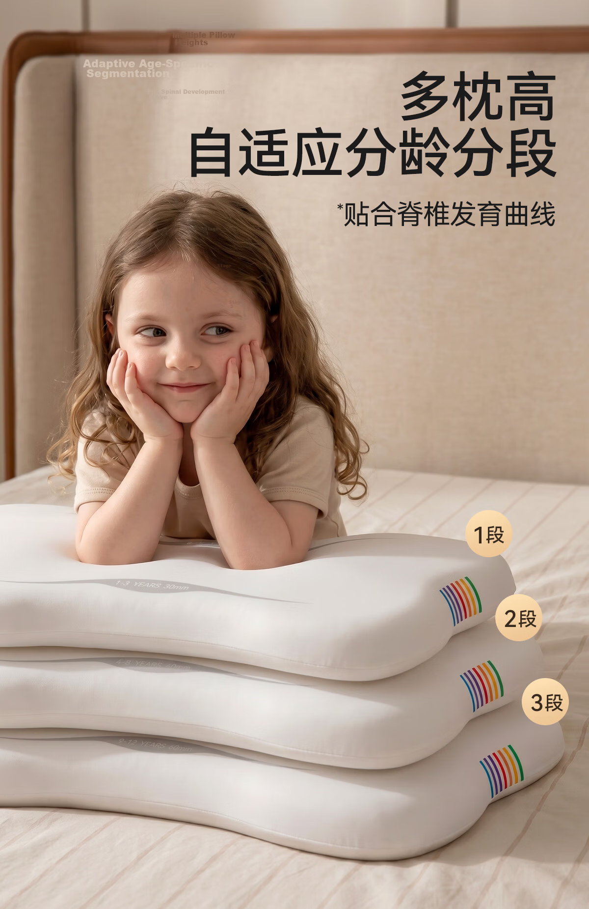 Bebebus Children's Pillow 9-12 Years Baby Butterfly Silicone Growth Pillow Infant Zoned Neck Support Breathable Washable 11