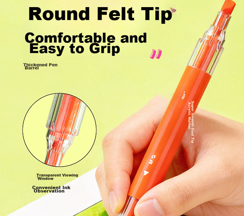 M&G 24-Color Acrylic Markers Dual Soft Tips Smooth Watercolor Pens for Kids Students Drawing Graffiti Hand Painting Art Supplies Birthday Graduation Gift APMV1463 18
