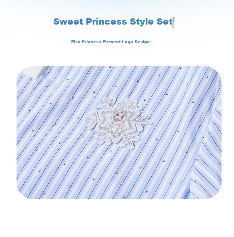 Disney Girls' Kids' Spring Autumn 2026 New Stylish Casual Striped Shirt Long Sleeve Skirt Two-Piece Set 3