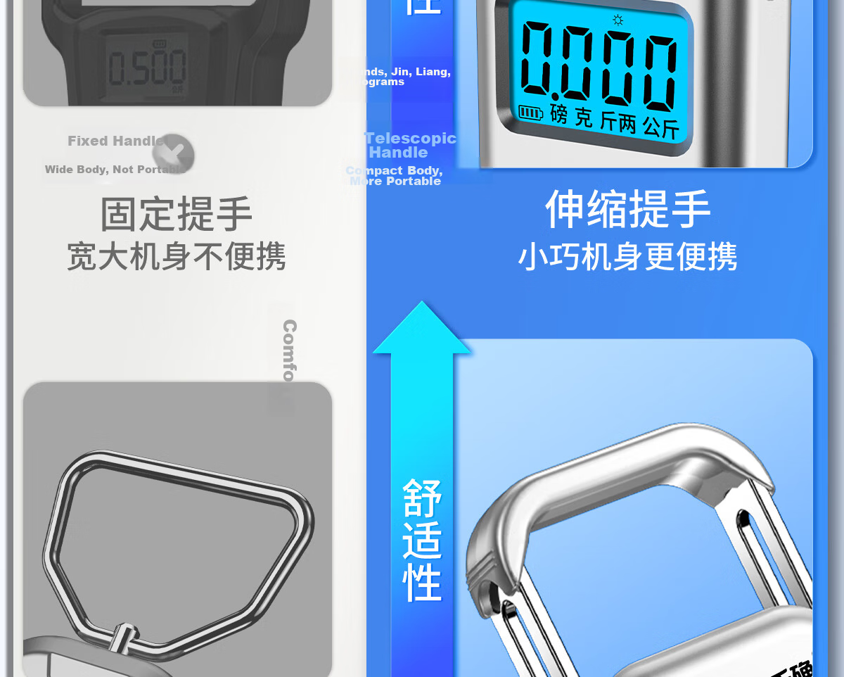 Qianque Portable Electronic Scale 100 Jin Precision Commercial Home Food Weighing Portable Spring Scale Fish Scale Kitchen Rechargeable 7
