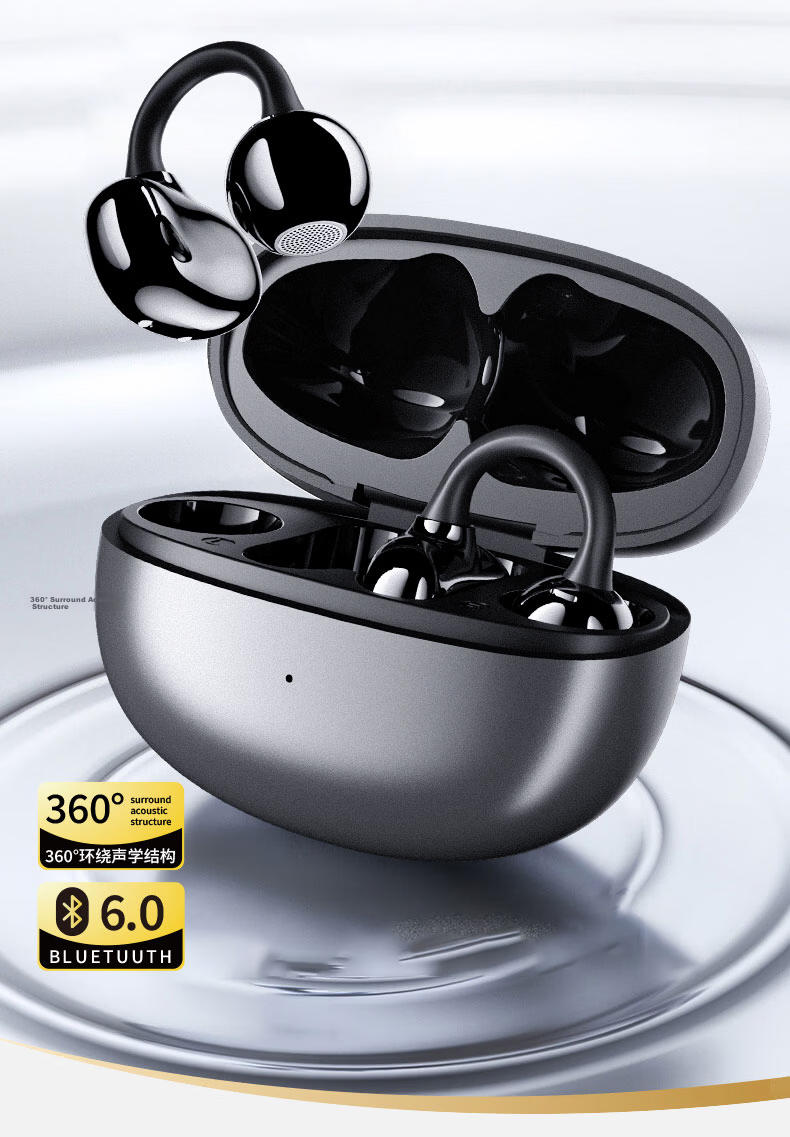 Zhunhang [Latest Model 2026] Bluetooth Earphones, Clip-On Style, Non-Injury, Wireless Open-Ear Design, Bone Conduction, Ultra-Long Battery Life, for Sports, Running, Cycling, Noise Reduction, Suitable for Men And Wome 2