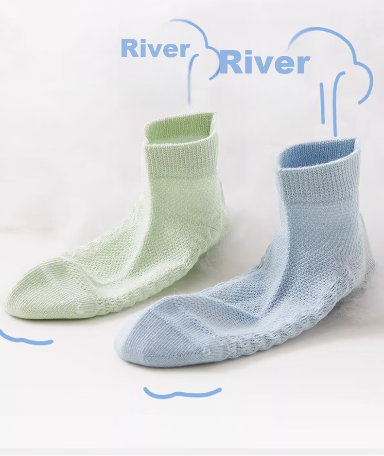 Bejirog Kids Summer Thin Mesh Socks 100% Cotton Breathable Antibacterial Odor-Resistant Mid-Calf Socks for Boys and Girls 6