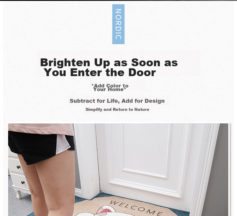 MOON TIME Entrance Mat, Doorway Foot Mat, Indoor Doormat, Non-Slip, Dirt-Resistant, Cuttable, 80*120cm, Blue Cat 1