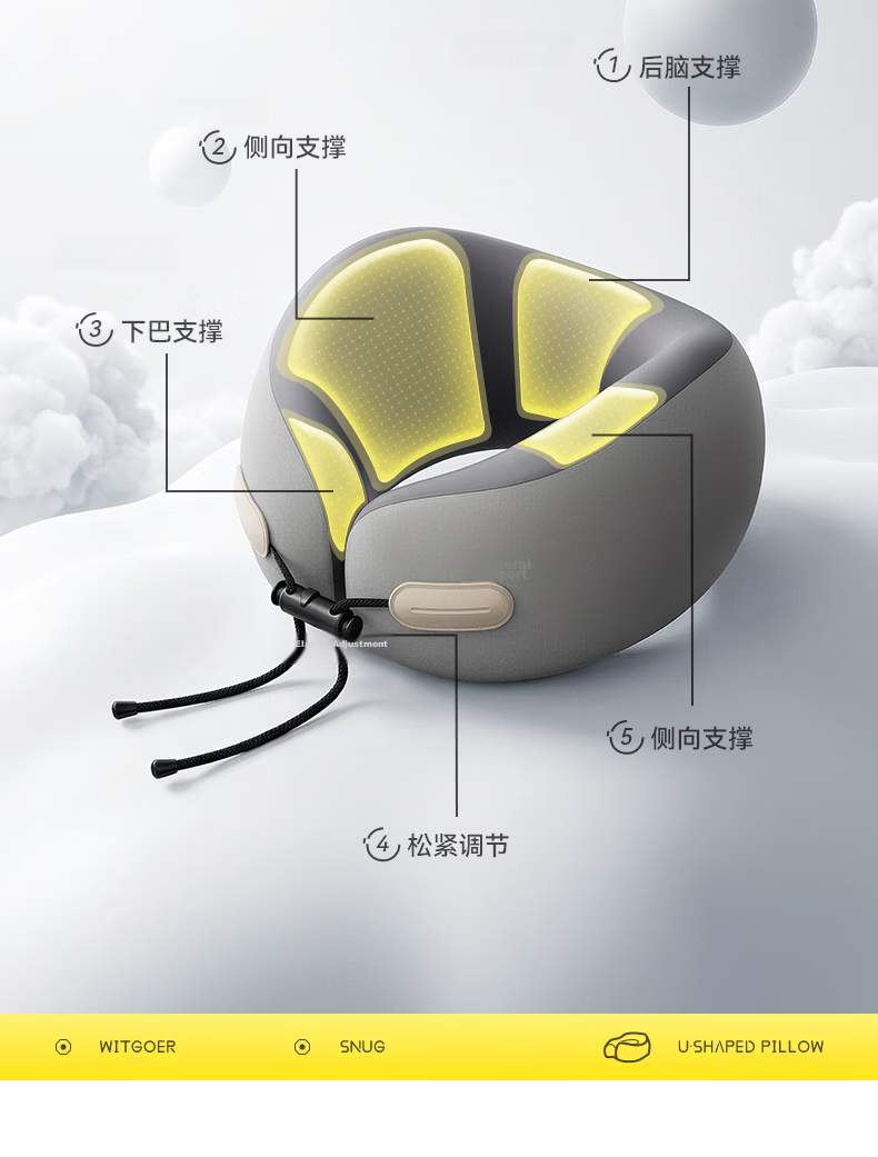 Zhiguozhe U-Shaped Neck Pillow Travel Portable Foldable U-Shape Neck Support Pillow for Airplane High-Speed Train Nap Essential 10