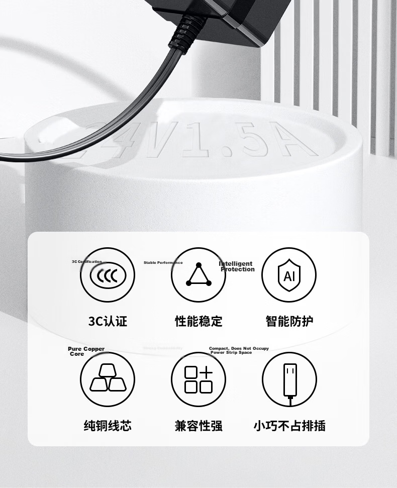 Youpin 24V 1.5A Power Adapter for Midea, Qinyuan, Haier, Xiaomi, Smith Water Purifiers, Water Dispensers, Printers, Power Cords, Massagers, Chargers, LED Desk Lamps, Vacuum Cleaners 2