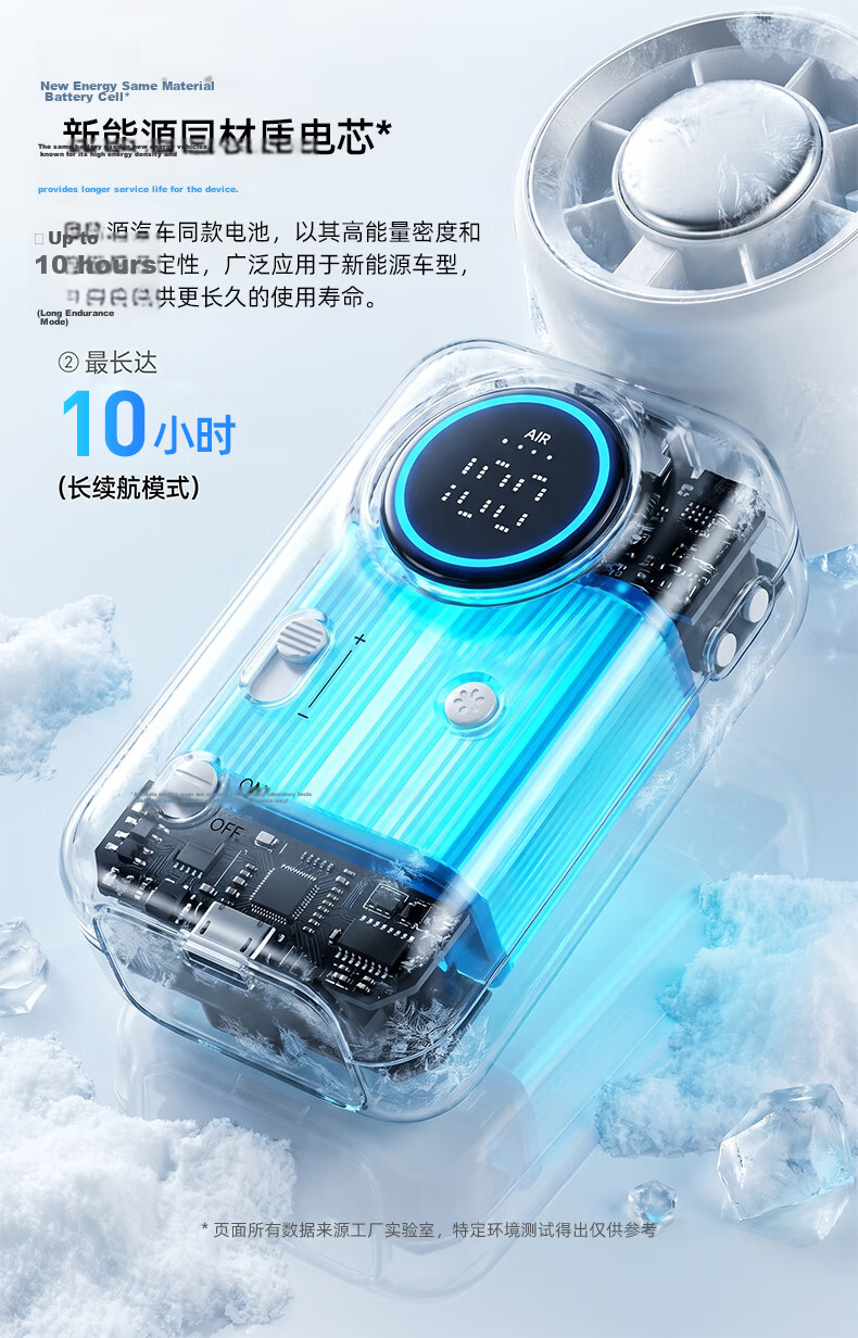 CHIGO Heavy-Duty New Handheld Mini USB High-Speed Cooling Rechargeable Fan Long Battery Life Portable Neck Hanging Silent Student Outdoor Cooler 22