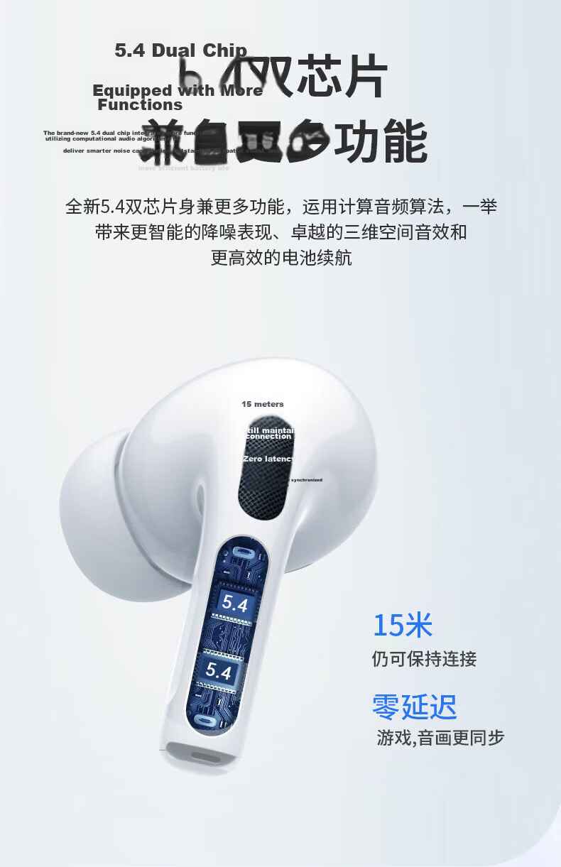 AMKE Huaqiangbei 16th Gen Pro6 Premium Apple Bluetooth Earbuds Air True Wireless Active Noise Cancelling In-Ear Sports Music Headphones Compatible with Huawei Apple Xiaomi OPPO 15