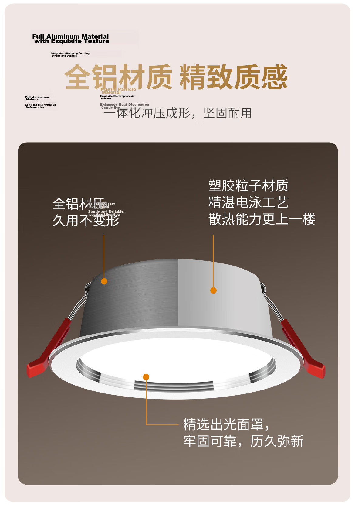 DELIXI LED Downlight Living Room Corridor Ceiling Light Ultra-thin Recessed Aluminum 4.9W Cool White 75mm Cutout Size 7