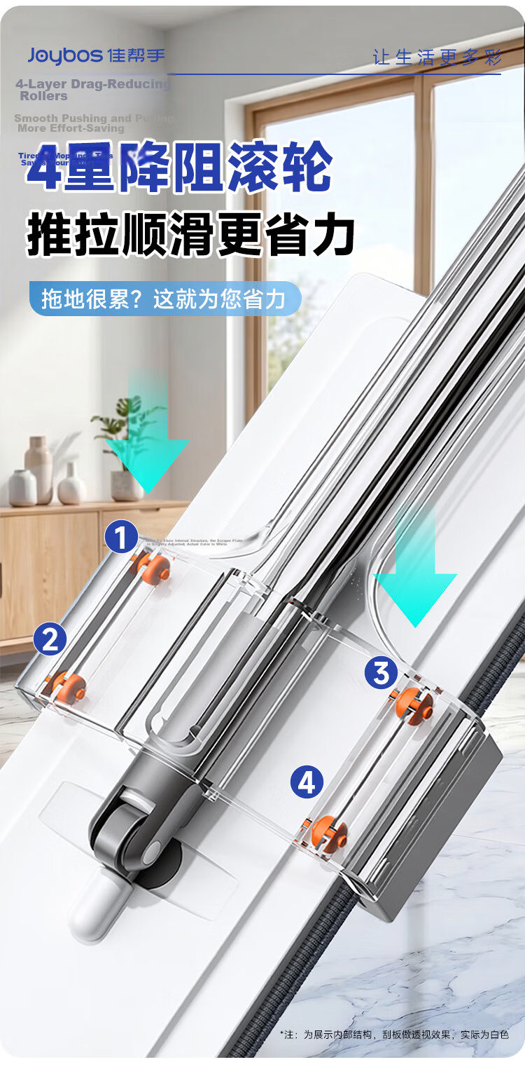 Jiabangshou 42cm Flat Mop with 3 Cloths Household Hands-Free Washing New 2026 Lazy Floor Cleaning Tool 7