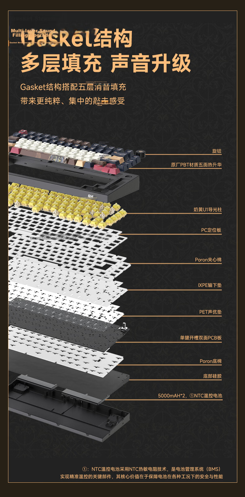 AKKO 5075 V5 Mysterious Master Collaboration, 75-Key Layout, Tri-Mode Wireless Mechanical Keyboard, 82 Keys, High Aesthetic Value, Laptop Office Keyboard, Bluetooth And Wired Gasket Structure 9