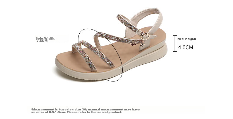 MULINSEN Women's Summer Low-Heel Sandals, Outdoor Beach Shoes, Fairy Style Single Strap Platform Sandals, Beige, Size 38 5