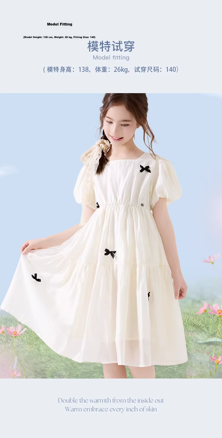 Disney Girls Summer Dress New Children's Princess Dress Large Kids Stylish Tencel Chiffon Dress EQ020 Pink 170 4