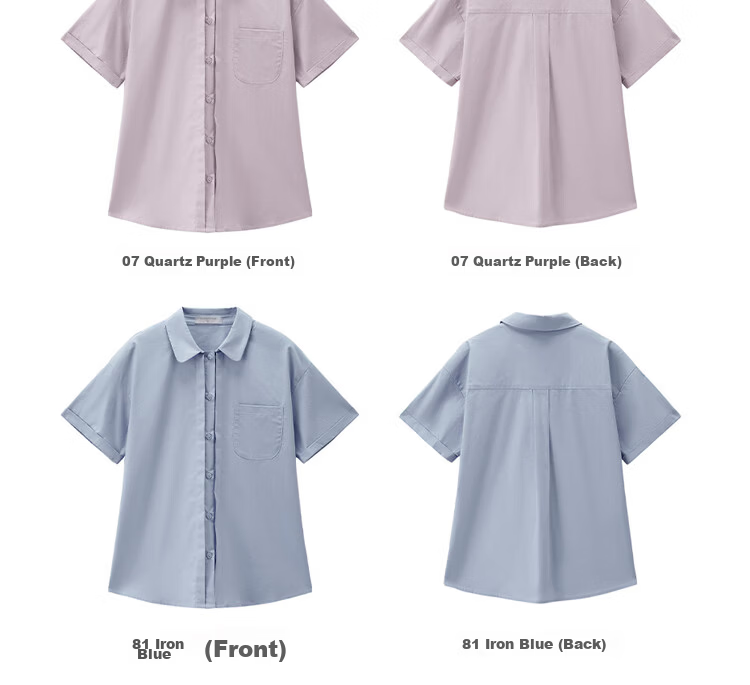 Giordano Women's Commuter Shirt 2026 Summer Pure Cotton Loose Pleated Single Pocket Short Sleeve Shirt 13346217 21