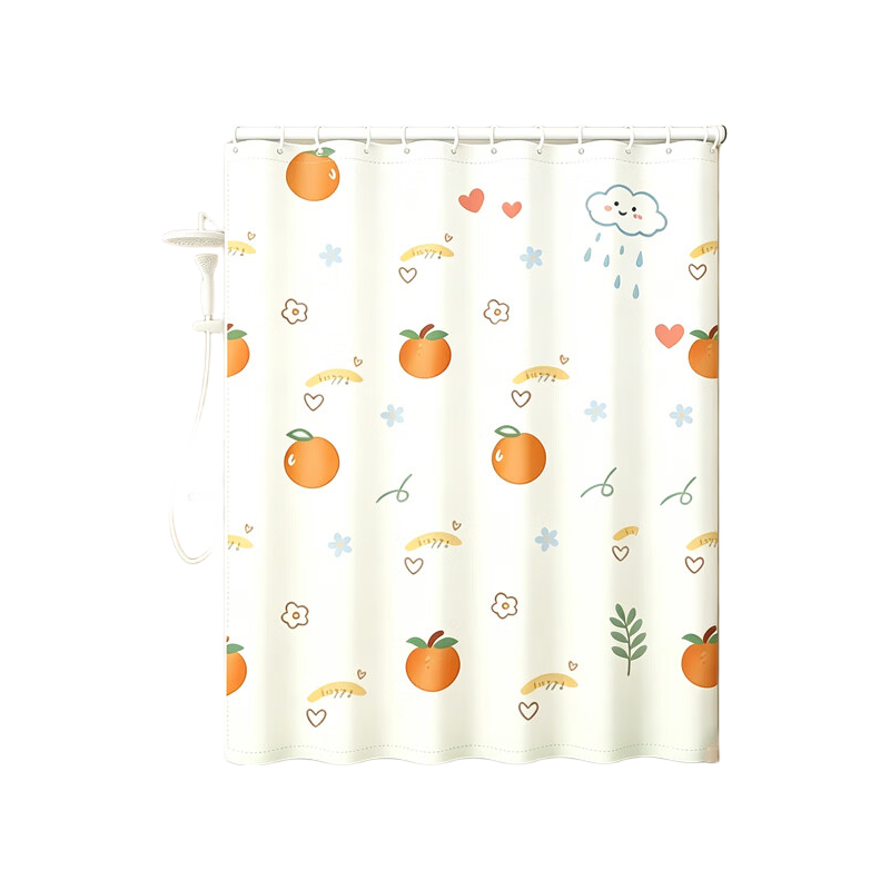Visitor Thickened Waterproof Shower Curtain Bathroom Window Curtain Partition Door Orange Style 1.8-2m with Hooks