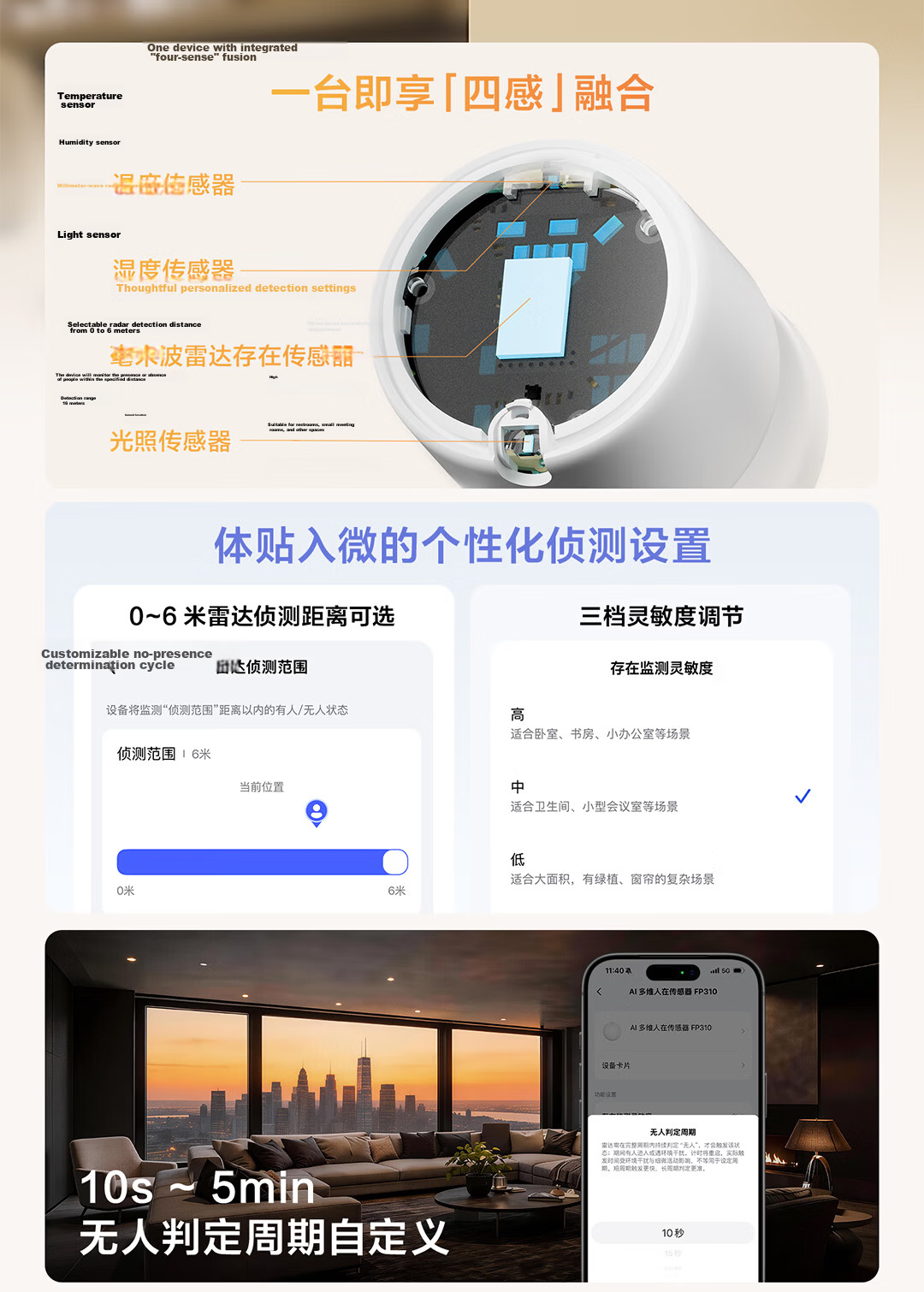Aqara Lumi United Multi-Dimensional AI Human Presence Sensor FP310 Compatible with Apple HomeKit 2