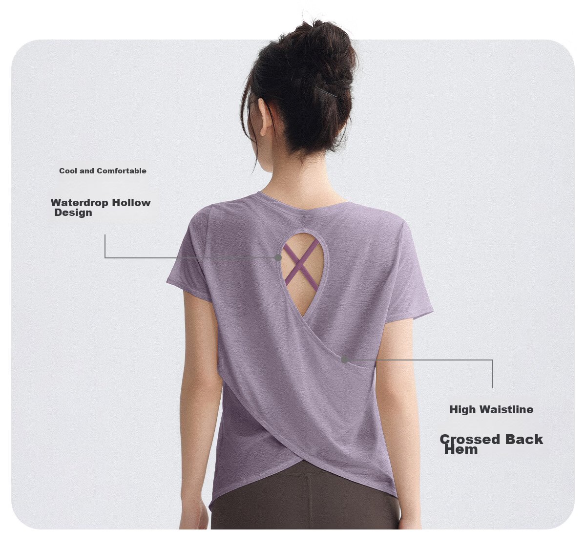 DRUR Loose Fit Back-Open Yoga T-Shirt Women Short Sleeve Quick-Dry High Elasticity One-Piece Running Sports Bra Top 3