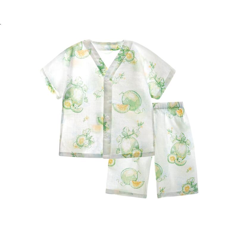 Beitaisi Children's Pajamas for Girls And Boys, Summer Thin Breathable Home Wear Set, Baby Parent-Child Short Sleeve Sleepwear